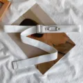 Women White Canvas Belt Casual Metal Buckle Fashion Retro Jeans Accessory Hot 2024 - White