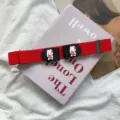 Red elastic belt for women with cute cartoon rabbit buckle, comfortable stretch waist accessory. - Prosperity Rabbit