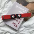 Red elastic waist belt for women with cute cartoon Santa Claus buckle, stretch stretchable. - Santa Claus
