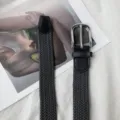 Classic woven braided belt for men and women, stretch nylon waist belt with metal buckle. - Gray With Silver Buckle