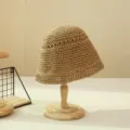 Straw bucket hat, Japanese vintage woven bell cap, sun protection summer beach hat. - M (56-58cm) / Khaki