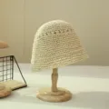 Beige woven straw bucket hat, summer sun protection bell hat for women, stylish and casual. - M (56-58cm) / Beige
