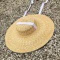 Chapeau de paille à large bord avec ruban blanc, chapeau de soleil plat élégant pour vacances. - M (56-58cm) / Paille Naturelle Bord 15cm + Ruban Blanc