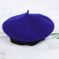 Wool beret women autumn winter blue painter hat retro stylish french fashion daily wear accessory - Adjustable / Blue