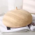 Classic beige wool beret for women, vintage British style winter soft painter hat casual. - Adjustable / Beige