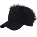 Grappige zwarte stekelige haar zonneklep pet nieuwigheid creatieve hiphop golf honkbalhoed - Verstelbaar / Zwart (Volwassen Zwart Haar)