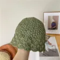 Chapeau cloche au crochet vert, style japonais rétro, chapeau de paille d'été. - M (56-58cm) / Motif Ananas-Vert Foncé