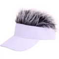 Grappige nep haar vizier pet, creatieve stekelige pruik honkbalhoed voor hiphop zon bescherming. - Verstelbaar / Wit (Volwassen Grijs Haar)