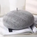 Grijze wollen baret voor dames, vintage Britse stijl winter schildersmuts comfortabel. - Verstelbaar / Lichtgrijs Gemêleerd