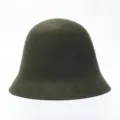 Donkergroene wolvilt emmerhoed voor dames, stijlvolle winterklokhoed chique accessoire. - M (56-58cm) / Legergroen