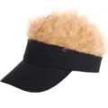 Grappige vizierpet met nep blond haar erop, casual hip-hop zonnehoed voor buitenactiviteiten. - Verstelbaar / Zwart (Kinderen Geel Haar)