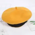 Sombrero boina de lana amarilla elegante para mujer, estilo pintor francés otoño invierno. - Ajustable / Amarillo Oca