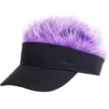 Grappige nieuwigheid haar klep cap met paars stekelig nephaar, hippe hiphop zonnegolfhoed. - Verstelbaar / Zwart (Kinderen Paars Haar)