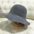 Grey wool felt bucket hat for women, vintage wide brim winter hat, elegant warm basin cap. - M (56-58cm) / Dark Heather Gray