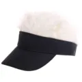 Kunsthaar haar zonneklep pet, grappige sport zwarte hoed voor outdoor activiteit leuk - Verstelbaar / Zwart (Kinderen Wit Haar)