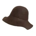 Women wool felt bucket hat autumn winter vintage wide brim warm cloche hat stylish - M (56-58cm) / Dark Brown Mixed