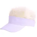 Grappig wit vizier met pluizig nephaar, nieuwigheid zonbeschermingshoed voor buiten. - Verstelbaar / Wit (Kinderen Wit Haar)