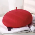 Rode wollen baret hoed voor vrouwen, vintage retro stijl franse schilder muts herfst winter - Verstelbaar / Rood