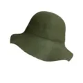 Women's Woolen Felt Bucket Hat Vintage Wavy Brim Fall Winter Warm Fashion Casual Cap - M (56-58cm) / Army Green
