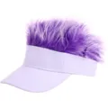 Grappige paarse haar zonneklep hoed creatieve hip hop golf pet novelty pruik honkbalpet - Verstelbaar / Wit (Kinderen Paars Haar)