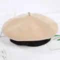 Gorro de boina de lana de otoño invierno para mujer sombrero de pintor vintage chic - Ajustable / Albaricoque