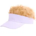 Grappige blonde pruik zonnevizier hoed creatieve novelty buiten golf honkbal pet uniseks - Verstelbaar / Wit (Kinderen Geel Haar)