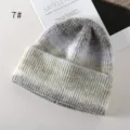 Gorro de punto degradado para mujer, cómodo gorro de invierno slouchy cálido casual moda. - Caqui Gris Café