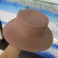 Chapeau de paille femme dessus plat ete plage chapeau de soleil vacances marron - M (56-58cm) / Beige