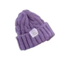 Bonnet en tricot violet pour femmes, gros bonnet slouchy chaud d'hiver avec étiquette. - Violet
