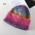 Gorro de punto degradado para mujer, cómodo gorro cálido de invierno, elegante gorro informal. - Arcoíris