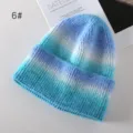 Verlauf blaue Strickbeanie Mütze, weiche warme Winter Mütze für Damen und Herren Variante. - Himmelblau Weiß Dunkelblau