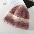 Farbverlauf Strickmütze für Damen, gemütliche Winter warme Beanie Wollmütze, rosa weiß. - Rotbraun