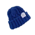 Bonnet tricoté bleu Klein, bonnet en laine chaud d'hiver côtelé épais pour femme mode - Bleu Saphir