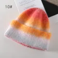 Farbverlauf Strickmütze Damen Winter warme Slouch Beanie stilvolle Outdoor Mütze weich - Grau Weiß Orange