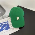 Casquette de baseball en coton vert avec broderie R, chapeau de sport décontracté pour adultes. - M (56-58cm) / Vert