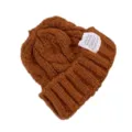 Bonnet d'hiver en tricot épais pour femme, bonnet chaud et confortable avec étiquette stylée. - Marron