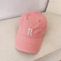 Casquette de baseball rose en pur coton avec broderie R, chapeau de sport décontracté et souple. - M (56-58cm) / Rose