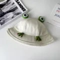 Cute frog bucket hat for women, spring summer sun protection basin hat with 3D cartoon design. - M (56-58cm) / Beige Frog