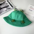 Cute green frog bucket hat for women, Japanese cartoon style sun protection basin hat summer - M (56-58cm) / Green Frog