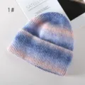 Farbverlauf Strickmütze Winter warm slouchy Mütze weiche Wollkappe stilvolle Kaltmütze für Damen - Hellblau Dunkelblau Rosa