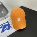 Casquette de baseball en coton orange avec lettre R brodée, chapeau souple et décontracté quotidien. - M (56-58cm) / Curcuma