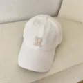 Casquette de baseball en coton blanc avec lettre R brodee, chapeau souple et decontracte. - M (56-58cm) / Blanc