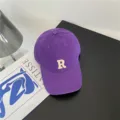 Casquette de baseball en coton mauve avec broderie R, chapeau souple et décontracté. - M (56-58cm) / Violet