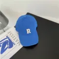 Casquette de baseball en coton bleu pour femme et homme, chapeau souple avec broderie de lettres. - M (56-58cm) / Bleu Klein