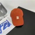 Casquette de baseball en coton orange pour femmes hommes, logo R brodé casquette décontractée. - M (56-58cm) / Couleur caramel