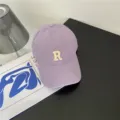 Casquette de baseball en coton violet avec lettre R brodée, design souple décontracté quotidien. - M (56-58cm) / Violet Clair