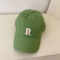 Casquette de baseball en coton vert avec lettre R brodée, chapeau de soleil souple et décontracté. - M (56-58cm) / Vert Fruit