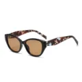 Trendy cat eye sunglasses with chic tortoiseshell temples and brown lenses for women. - Black Frame Floral Temples All Brown