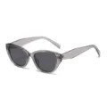 Stylish grey transparent frame cat-eye sunglasses with UV protection for daily outdoor wear. - Transparent Gray Frame Black Gray Lens