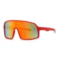 Kids sports cycling sunglasses with colorful reflective one-piece shield lens and red frame. - Red Frame Red Mirror Lens